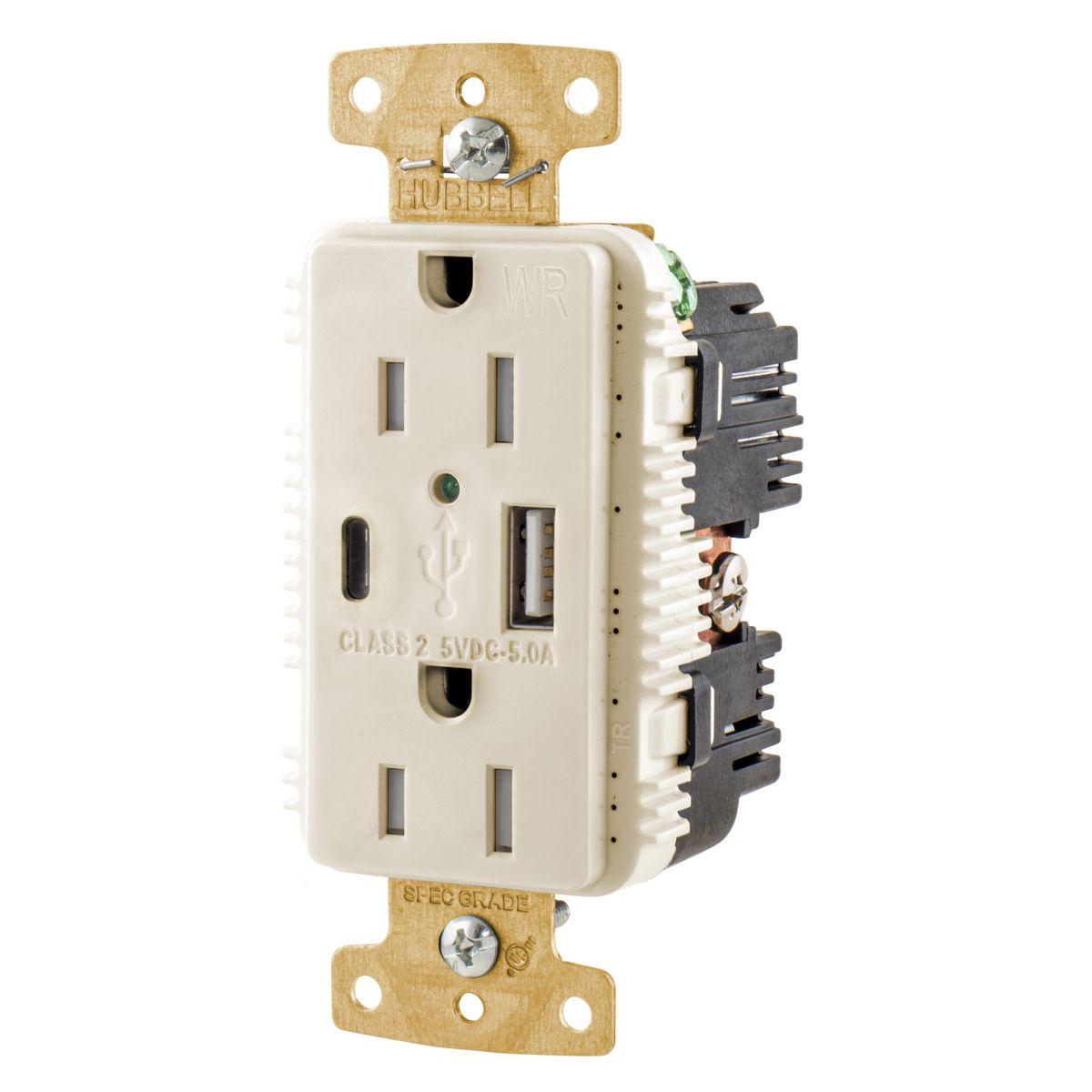 Hubbell Wiring Device-Kellems USB15AC5LAWR Receptacles & USB Ports