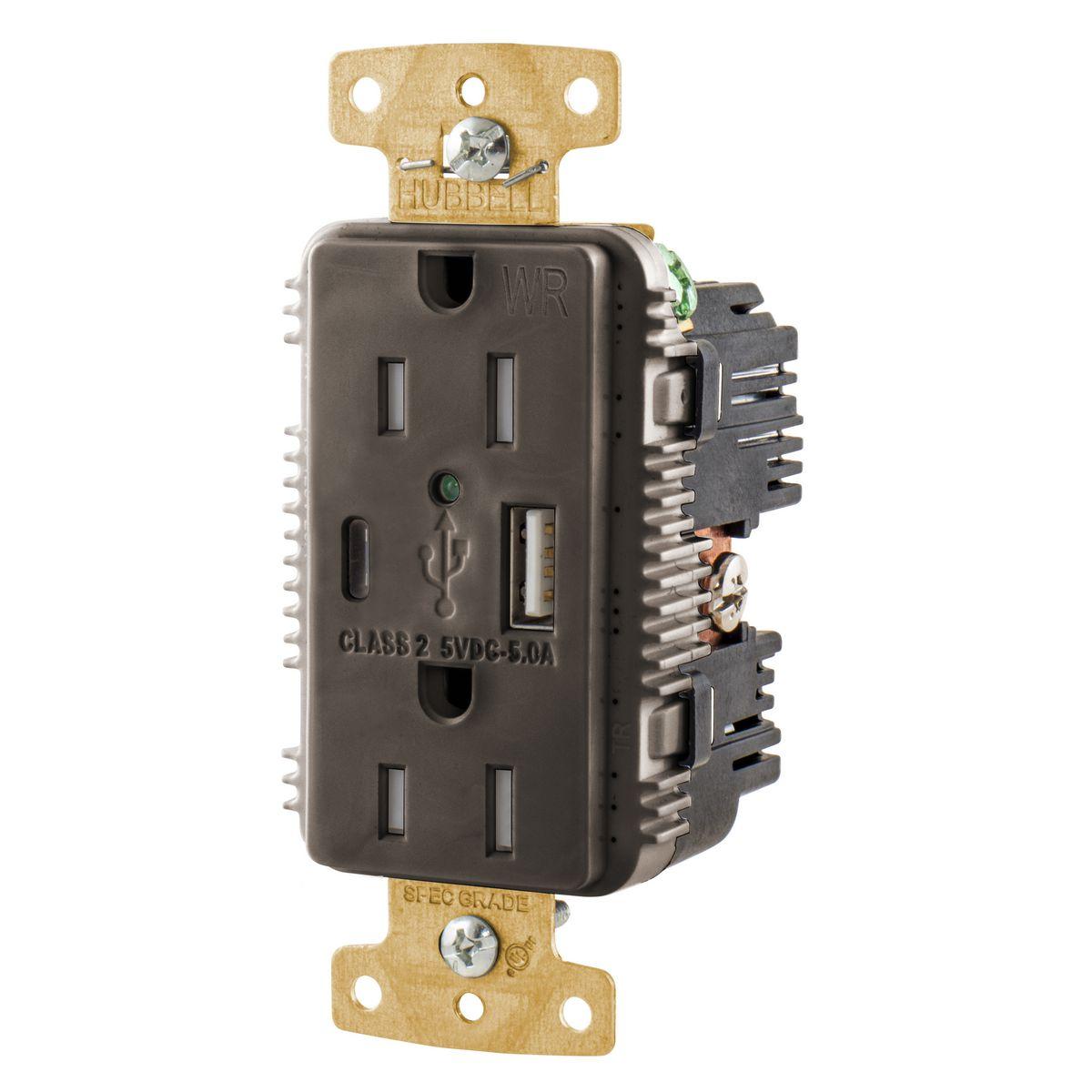 Hubbell Wiring Device-Kellems USB15AC5WR Receptacles & USB Ports