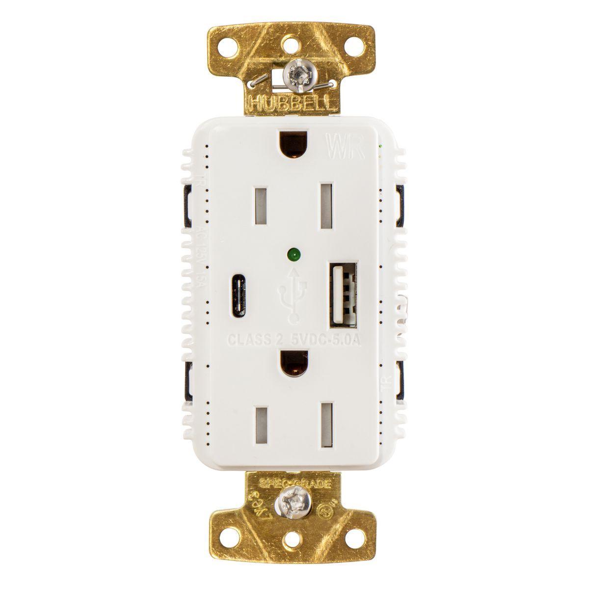 Hubbell Wiring Device-Kellems USB15AC5WWR Receptacles & USB Ports