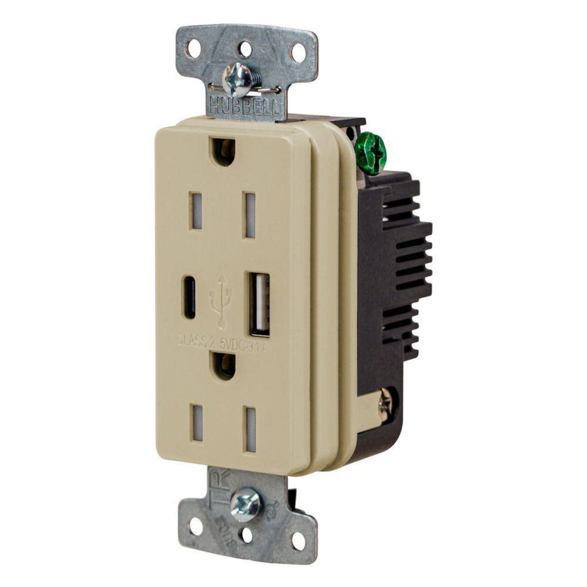 Hubbell Wiring Device-Kellems USB15ACI Receptacles & USB Ports