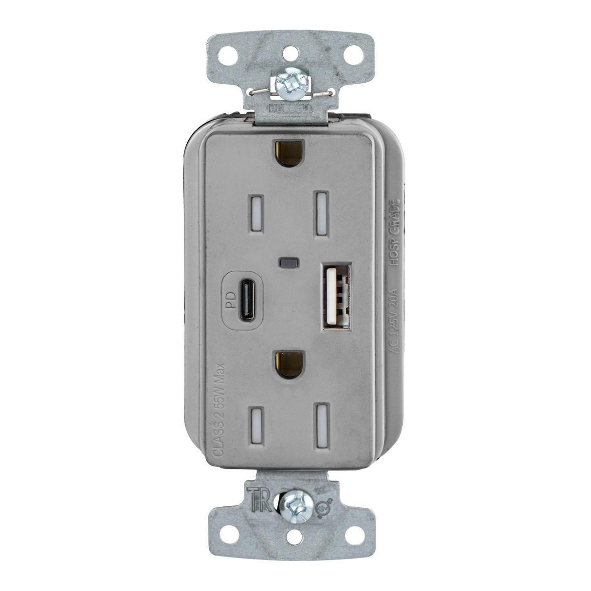 Hubbell Wiring Device-Kellems USB15ACPDGY Receptacles & USB Ports