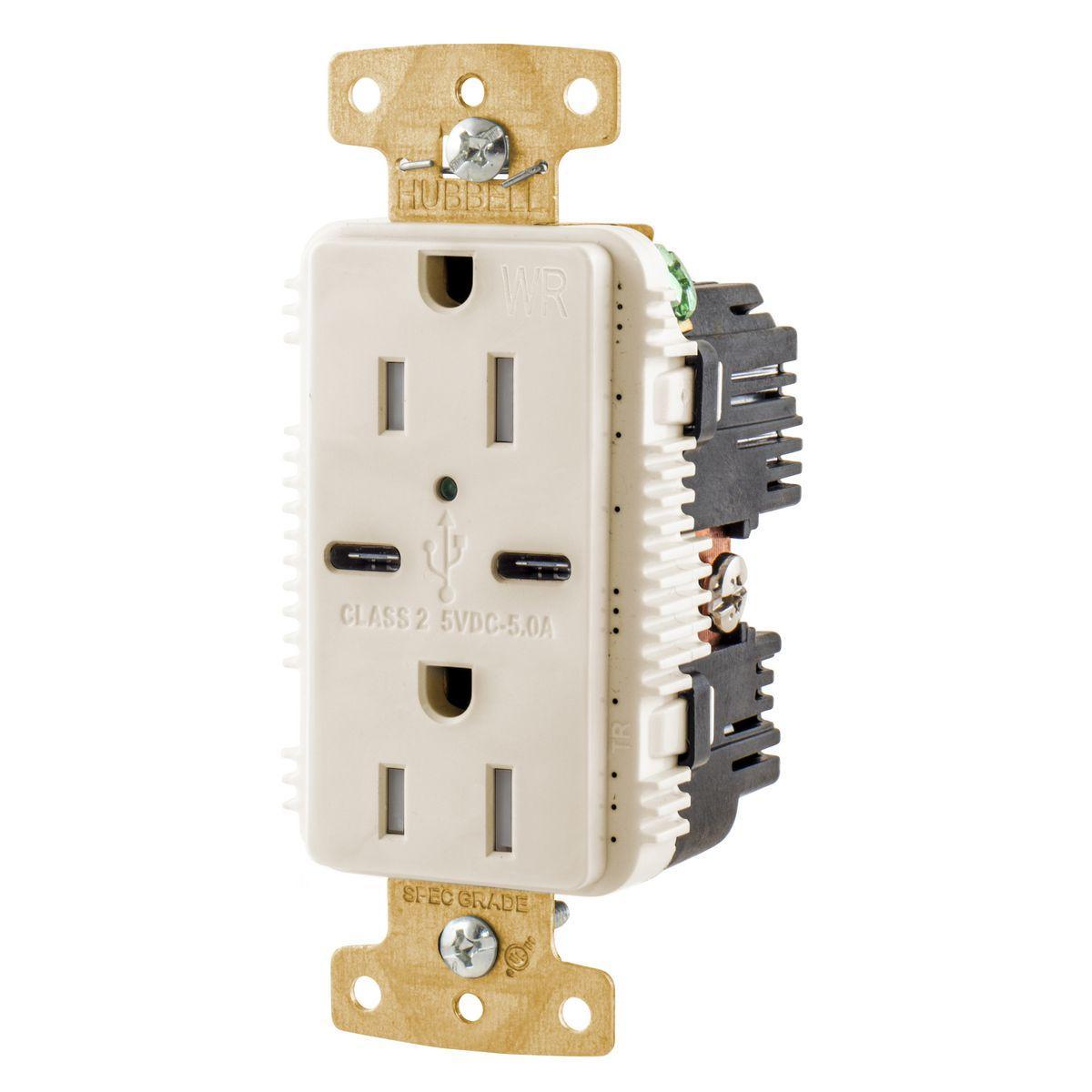 Hubbell Wiring Device-Kellems USB15C5LAWR Receptacles & USB Ports