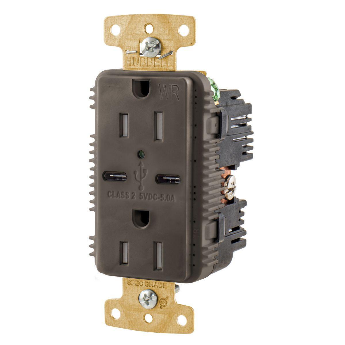 Hubbell Wiring Device-Kellems USB15C5WR Receptacles & USB Ports