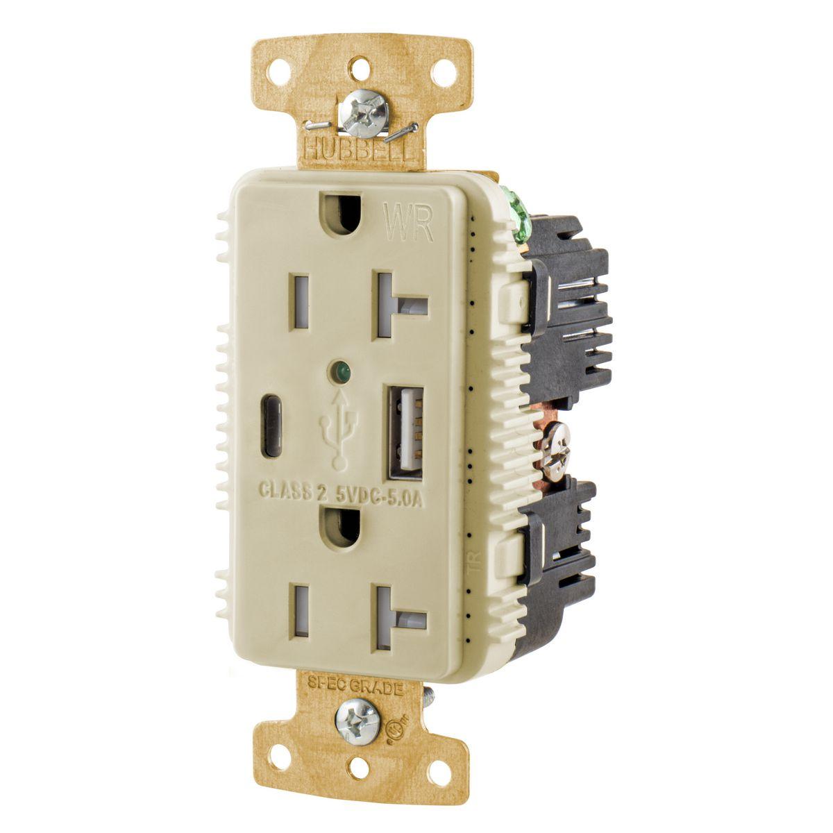 Hubbell Wiring Device-Kellems USB20AC5IWR Receptacles & USB Ports