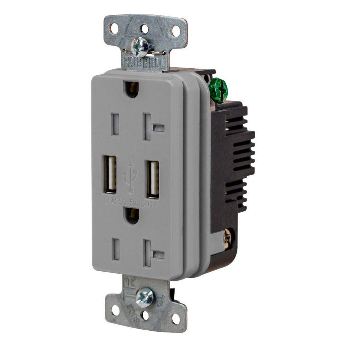 Hubbell Wiring Device-Kellems USB20AGY Receptacles & USB Ports