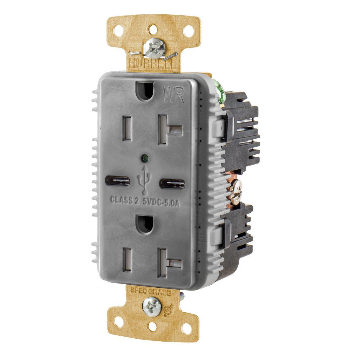 Hubbell Wiring Device-Kellems USB20C5GYWR Receptacles & USB Ports