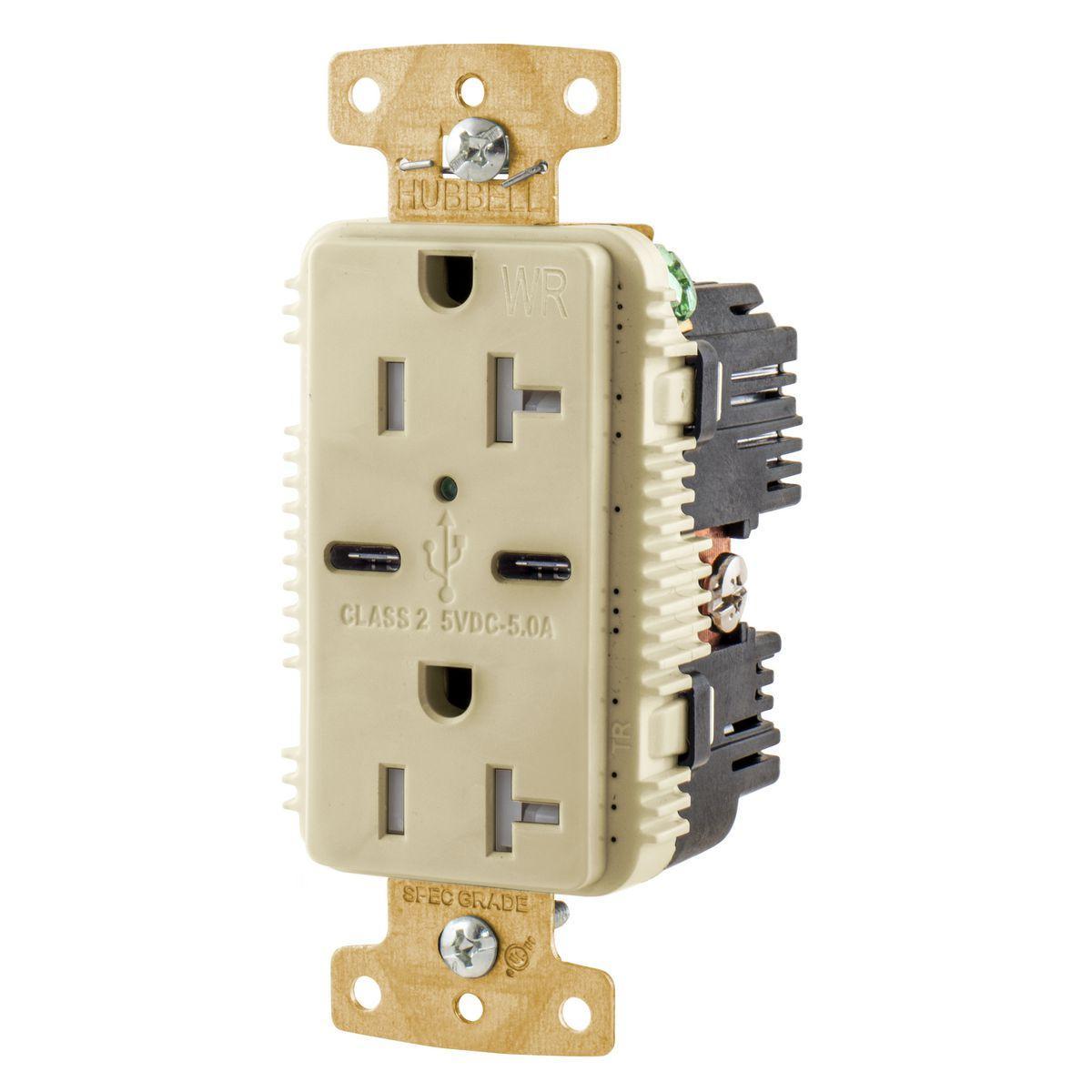 Hubbell Wiring Device-Kellems USB20C5IWR Receptacles & USB Ports
