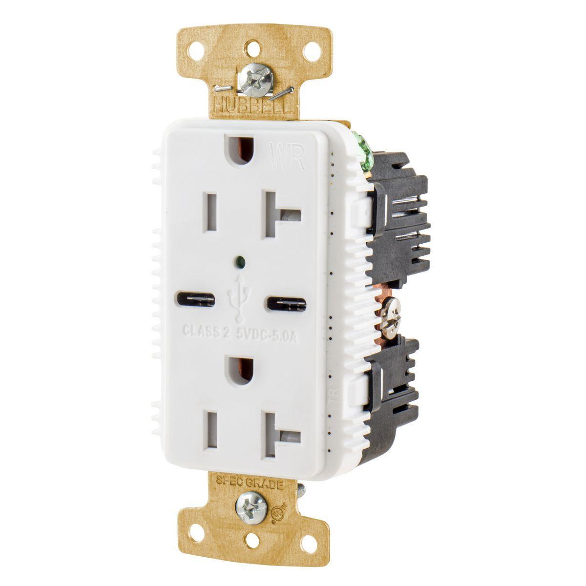 Hubbell Wiring Device-Kellems USB20C5WWR Receptacles & USB Ports