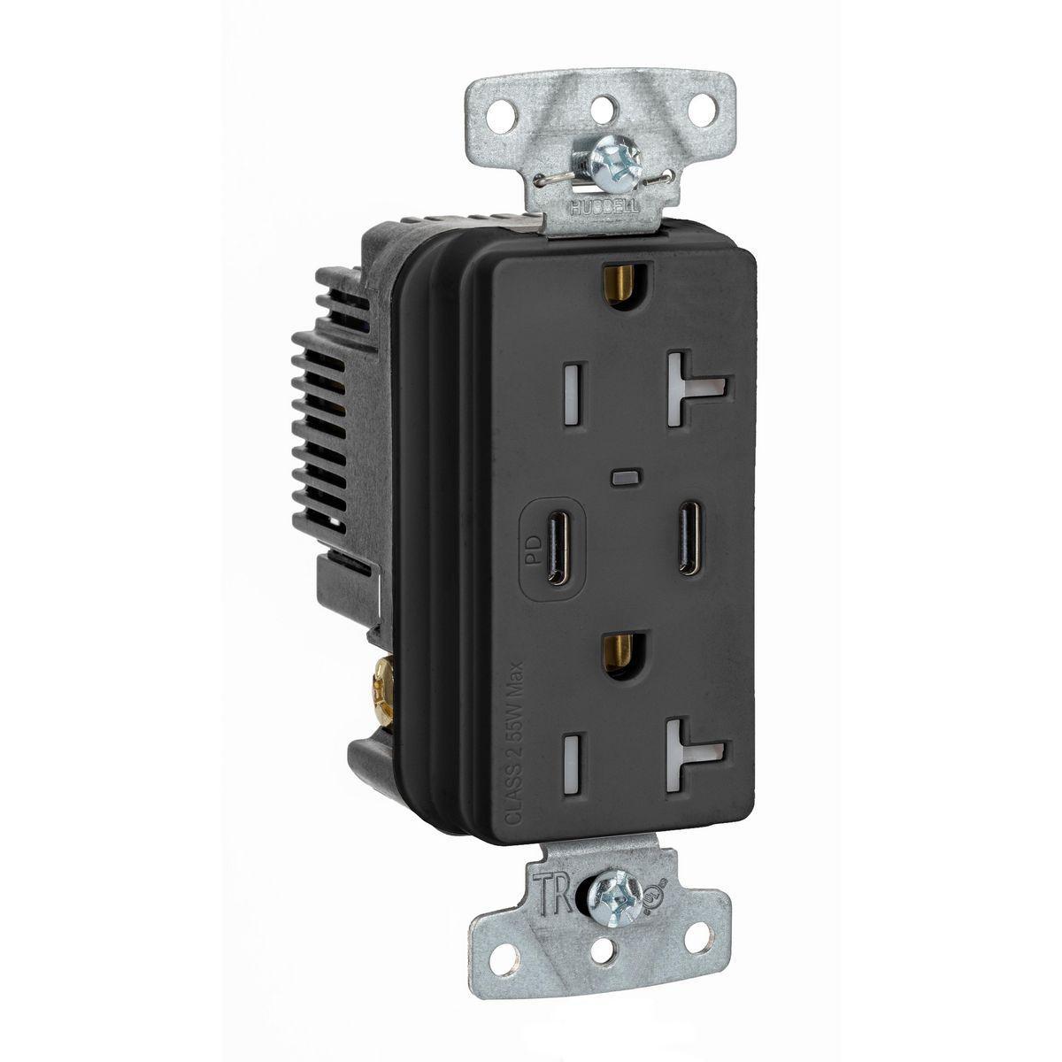 Hubbell Wiring Device-Kellems USB20CPDBK Receptacles & USB Ports