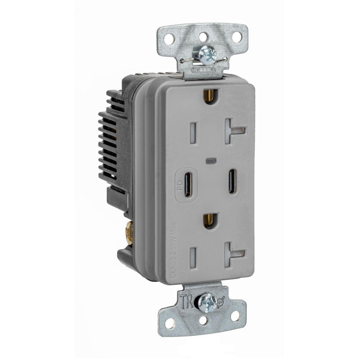 Hubbell Wiring Device-Kellems USB20CPDGY Receptacles & USB Ports
