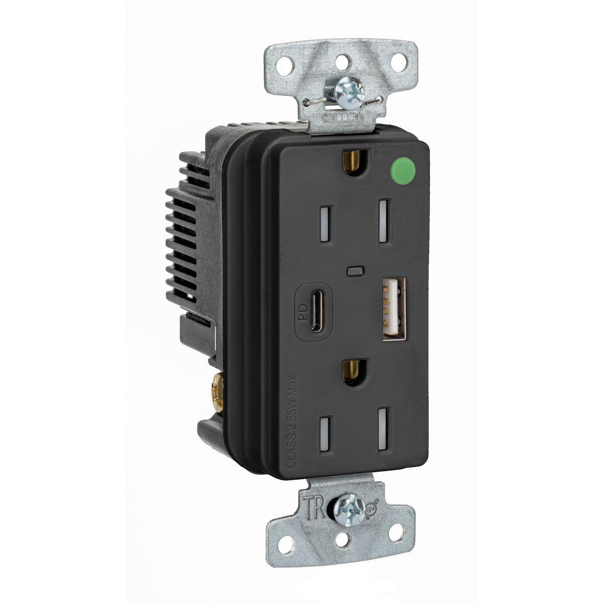 Hubbell Wiring Device-Kellems USB8200ACPDBK Receptacles & USB Ports