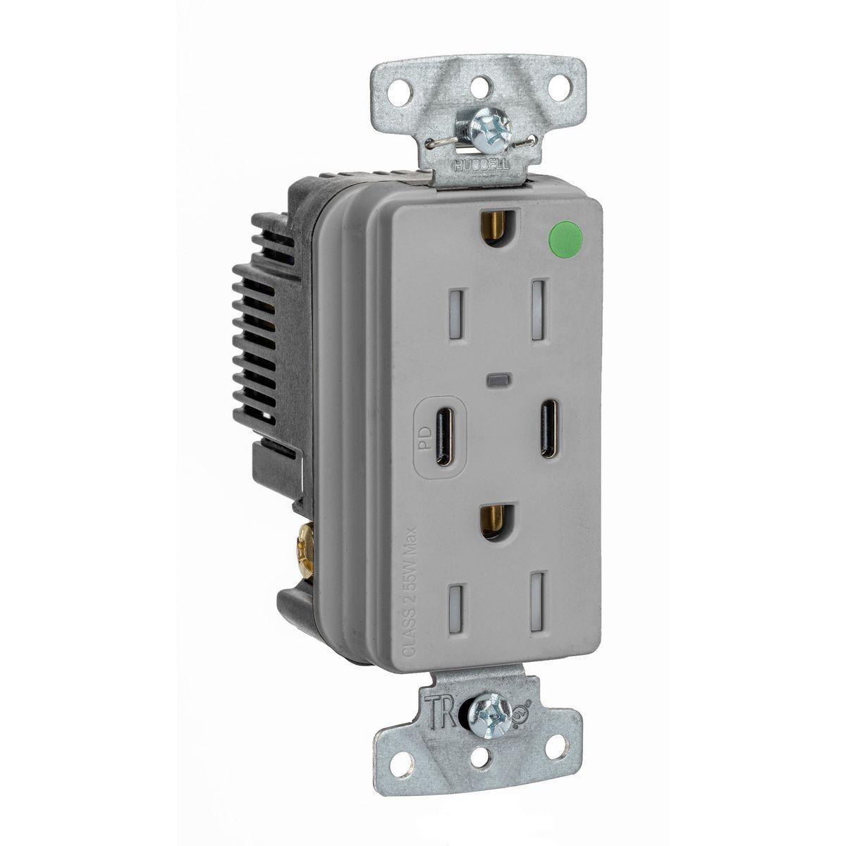 Hubbell Wiring Device-Kellems USB8200CPDGY Receptacles & USB Ports