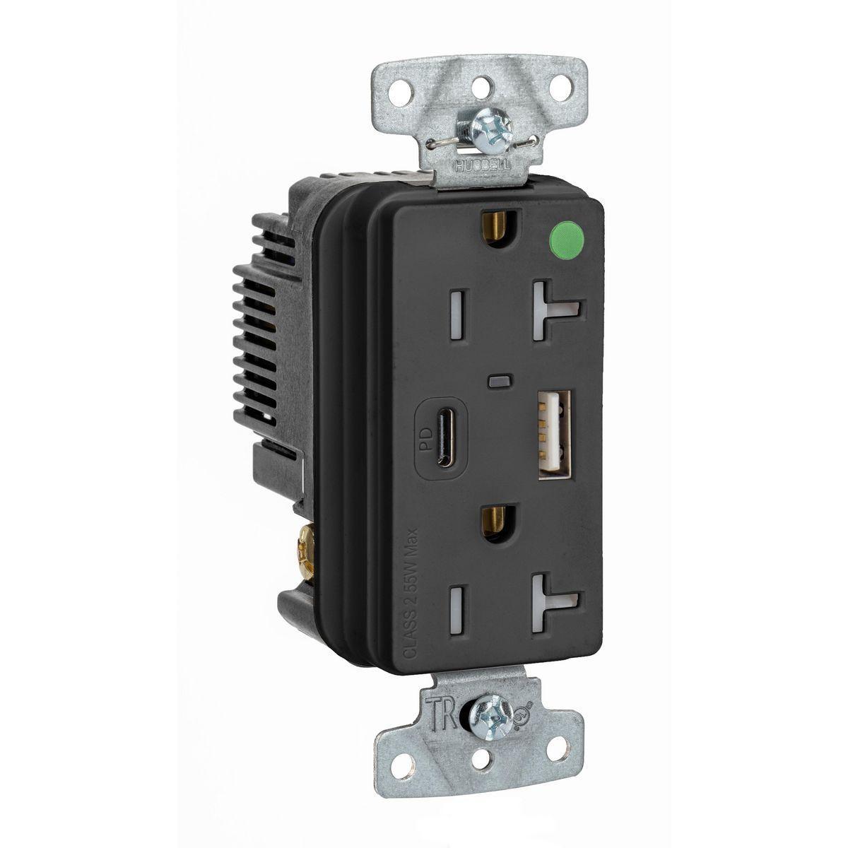 Hubbell Wiring Device-Kellems USB8300ACPDBK Receptacles & USB Ports