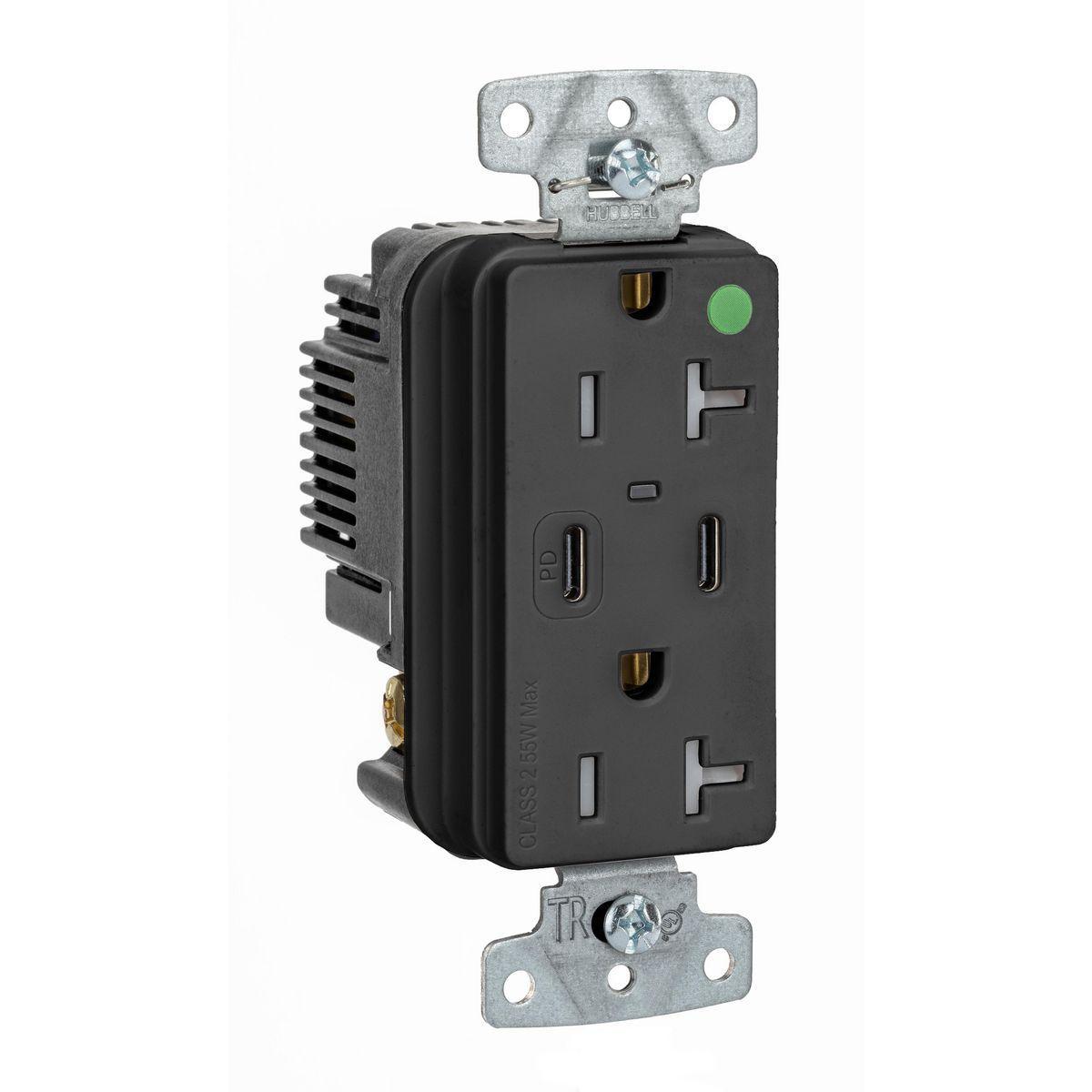 Hubbell Wiring Device-Kellems USB8300CPDBK Receptacles & USB Ports
