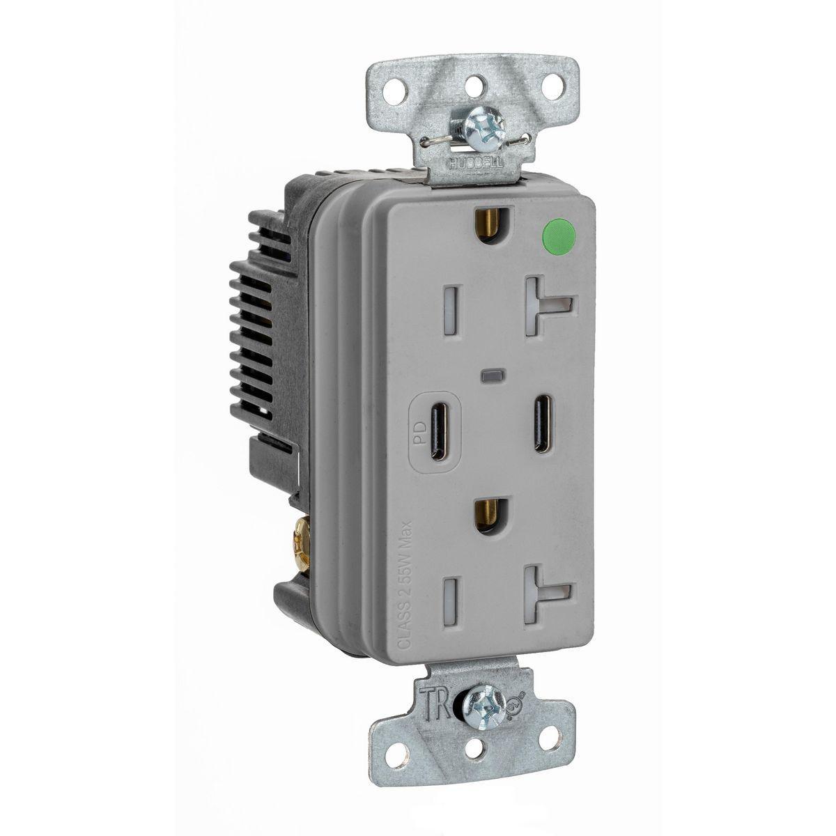 Hubbell Wiring Device-Kellems USB8300CPDGY Receptacles & USB Ports