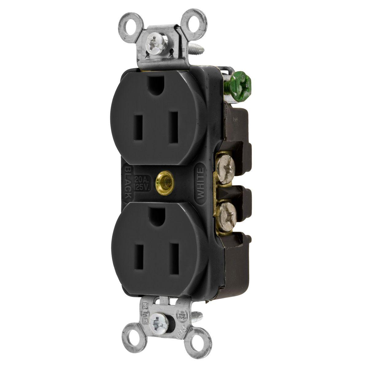 Hubbell Wiring Device-Kellems 5252BK Straight Blade Receptacles