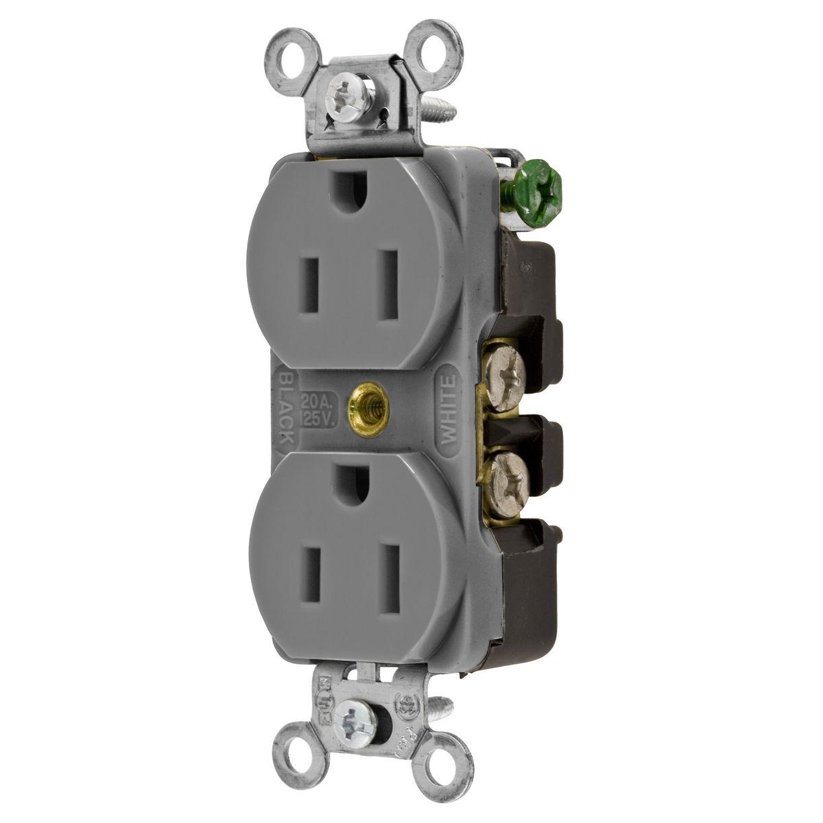 Hubbell Wiring Device-Kellems 5252G Straight Blade Receptacles