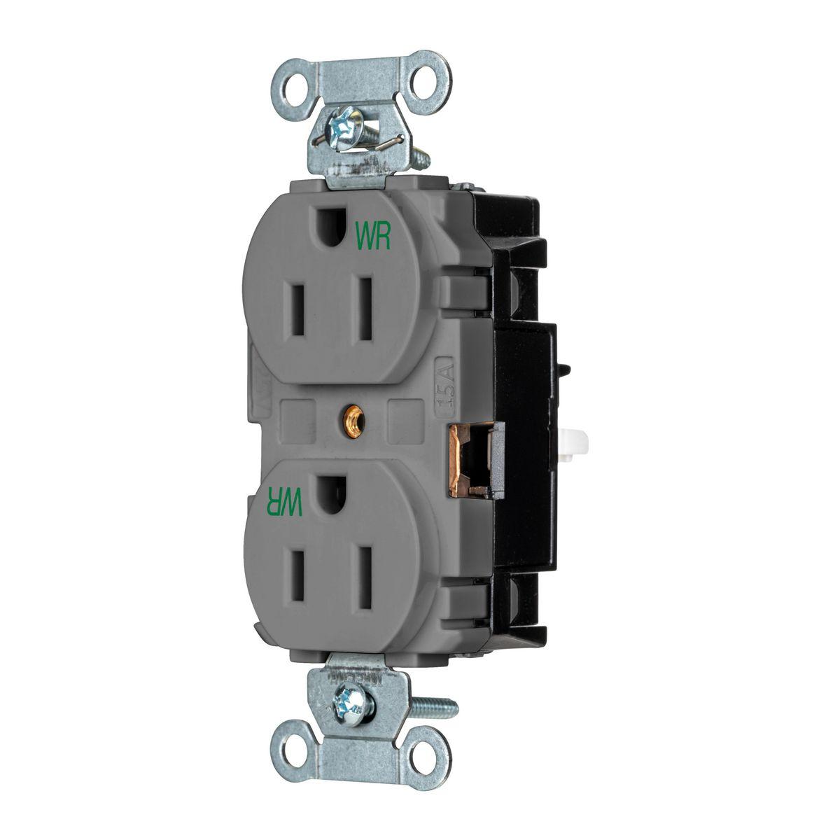 Hubbell Wiring Device-Kellems BR15STGYWR Straight Blade Receptacles