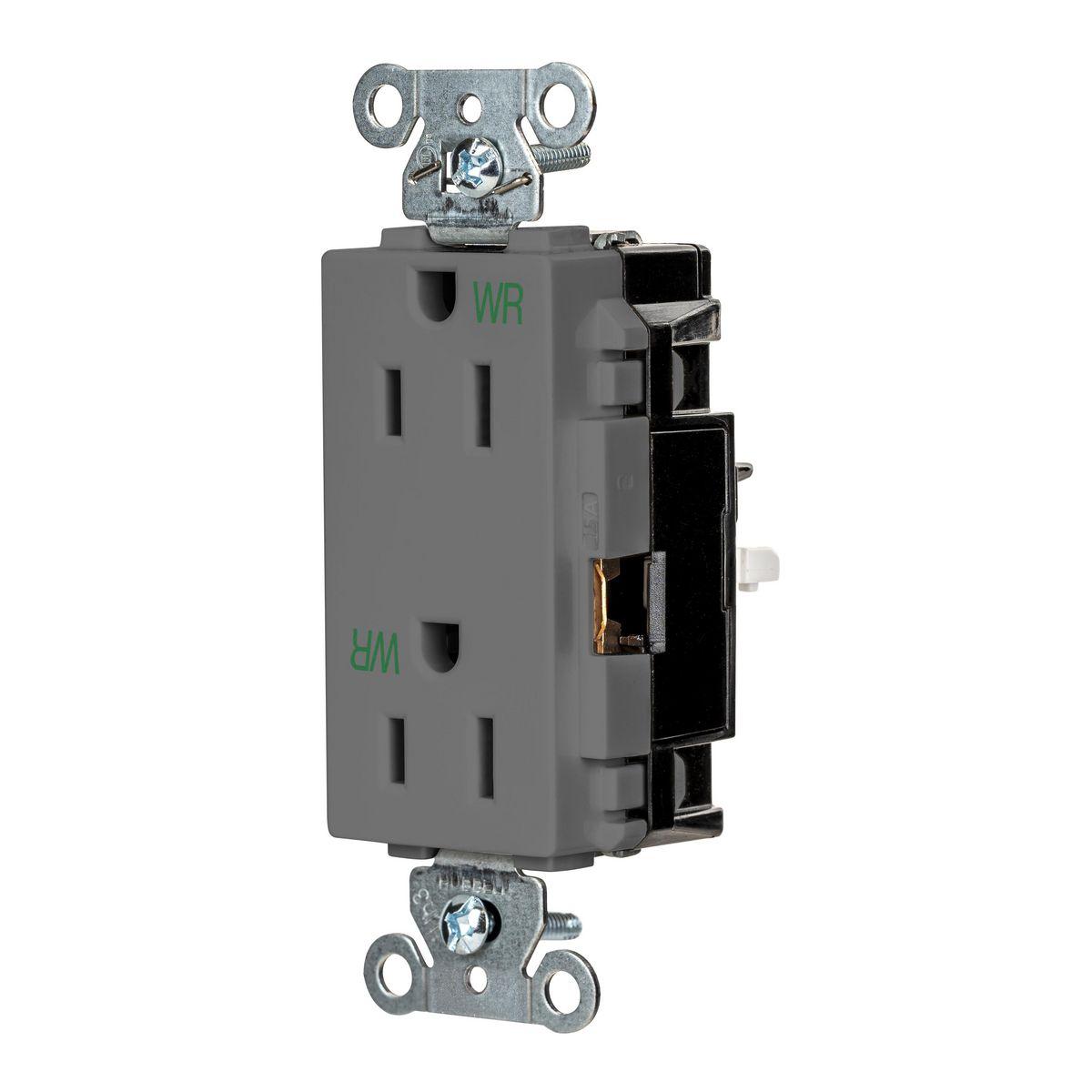 Hubbell Wiring Device-Kellems DR15STGYWR Straight Blade Receptacles