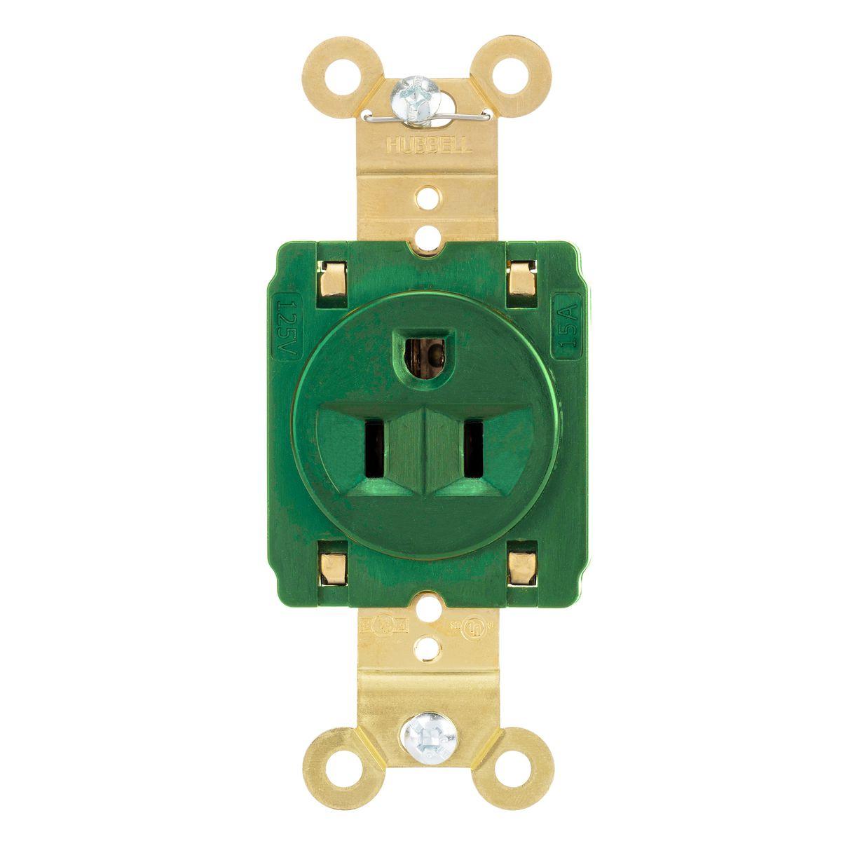 Hubbell Wiring Device-Kellems HBL5261STGN Straight Blade Receptacles