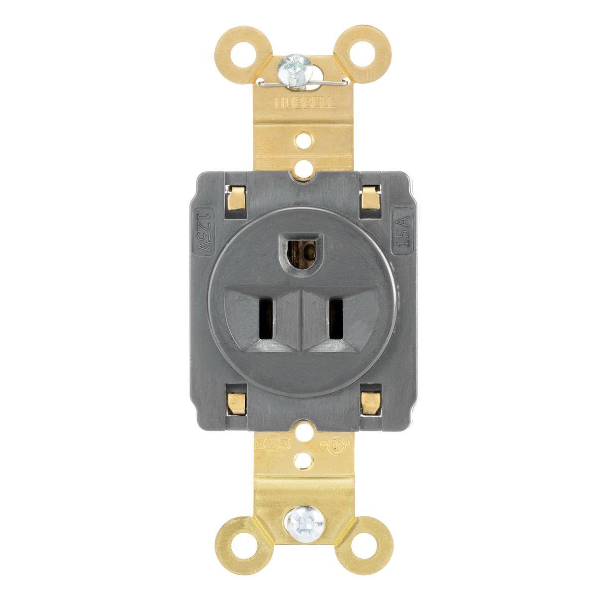 Hubbell Wiring Device-Kellems HBL5261STGY Straight Blade Receptacles