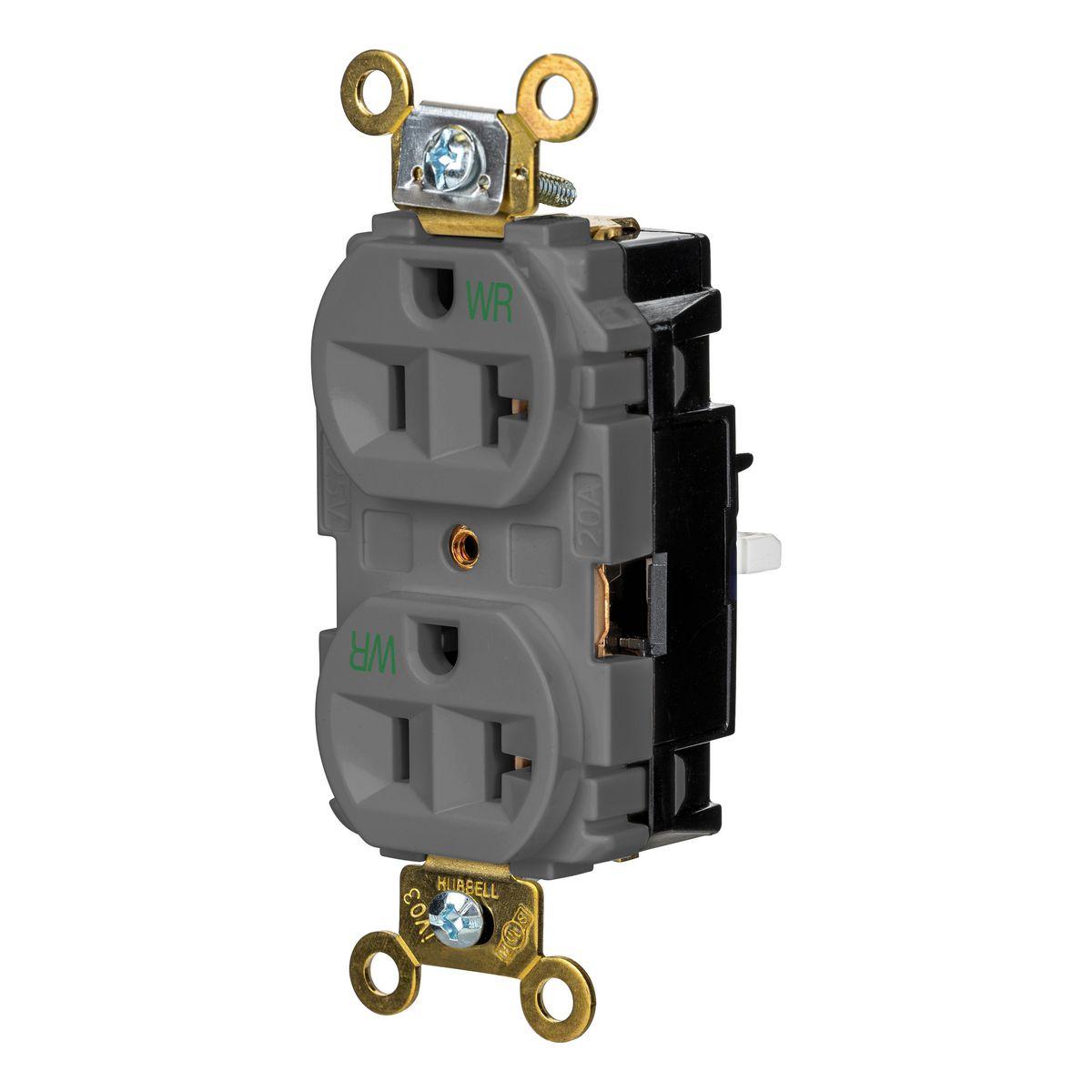 Hubbell Wiring Device-Kellems HBL5362STGYWR Straight Blade Receptacles