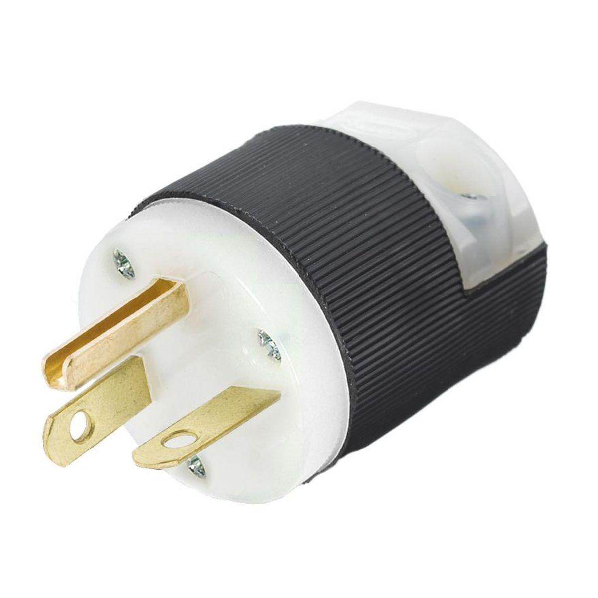 Hubbell Wiring Device-Kellems HBL5466CST EdgeConnect Straight Blade Device, 250 V, 20 A, 2 Poles, 3 Wires, Black/White