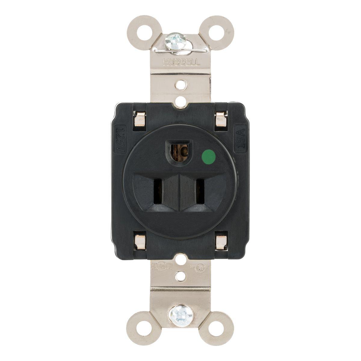 Hubbell Wiring Device-Kellems HBL8210STBK Straight Blade Receptacles