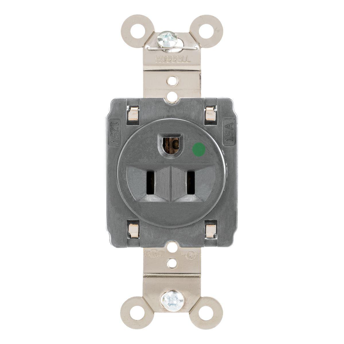 Hubbell Wiring Device-Kellems HBL8210STGY Straight Blade Receptacles