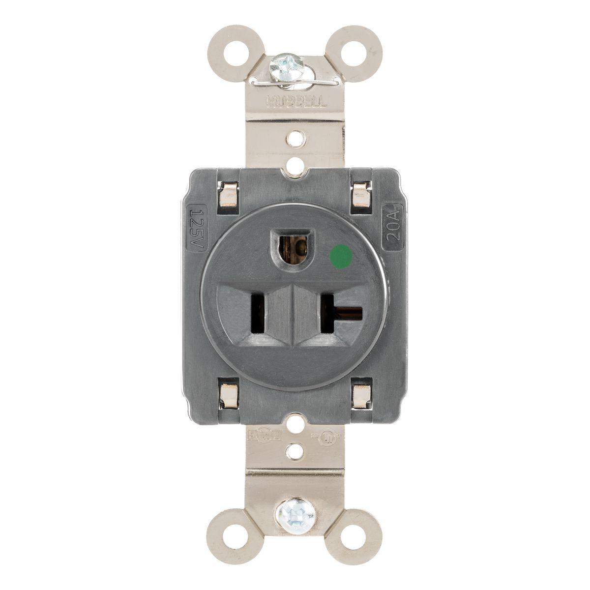 Hubbell Wiring Device-Kellems HBL8310STGY Straight Blade Receptacles