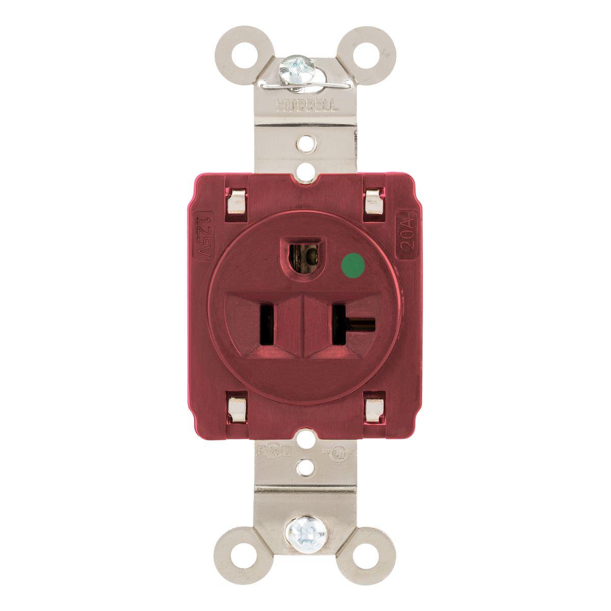 Wiring Device-Kellems HBL8310STR EdgeConnect™ Single Receptacle, 125 V, 20 A, Red