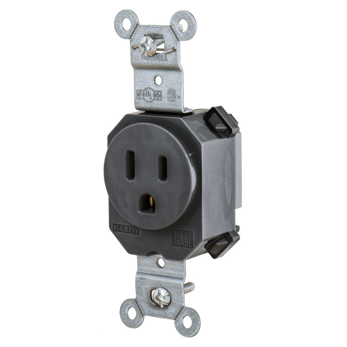 Hubbell Wiring Device-Kellems SNAP5261BK Straight Blade Receptacles