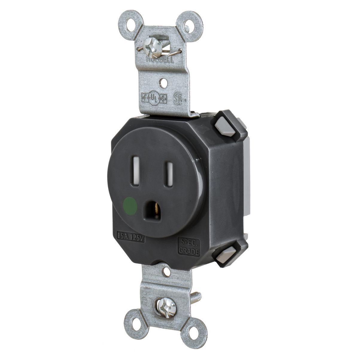 Hubbell Wiring Device-Kellems SNAP8210BKTR Straight Blade Receptacles